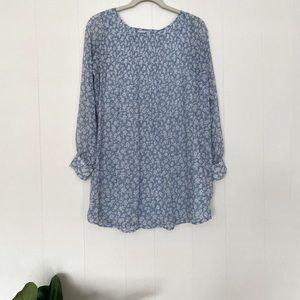UO Kimchi Blue | Blue Floral Long Sleeve Mini Dress | S